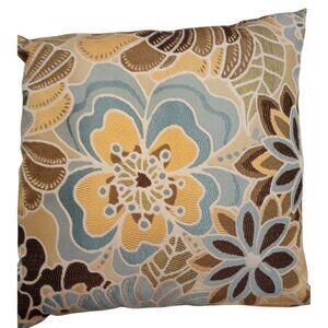 Floral Cottagecore Throw Pillow Embroidered Pattern & Satin Backing